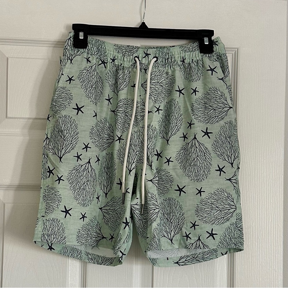 Goodfellow & Co. Starfish Swim Trunks w/Liner, Men's Small, Daydream Green
